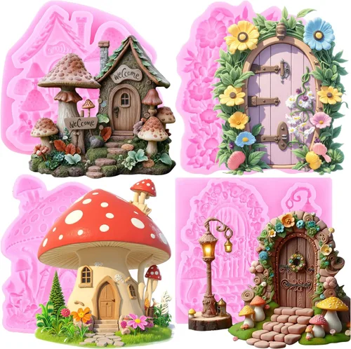 Miniatura 9 de Mujiang Juego de 3 moldes de silicona con textura de piedra de hada, gnomo, jardín, piedra, camino de piedra, para manualidades, arcilla polimérica