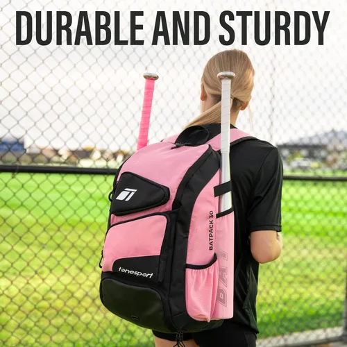 Miniatura 3 de Tonesport, Bolsa de Béisbol - Mochila para Béisbol, Sóftbol, T-Ball - Bolsa de Bate para Adultos y Jóvenes Rosa