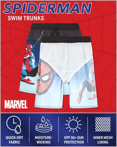 Miniatura 2 de Marvel Traje de baño para niños - Avengers Spiderman Capitán América Spidey y amigos UPF 50+ de secado rápido, pantalones cortos de natación
