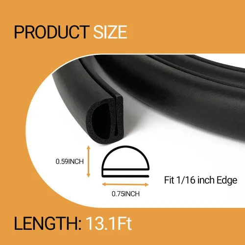 Miniatura 2 de Tira de sello de goma de espuma en forma de E, junta de goma EPDM para automóvil, barco, puerta de garaje, junta de repuesto de puerta