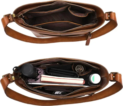 Miniatura 6 de Montana West Genuine Leather Purses for Women Hobo Bags with Tooling Handle & Tassels
