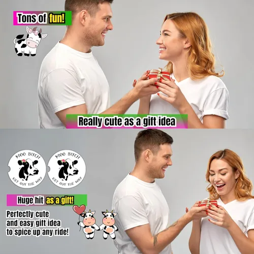 Miniatura 6 de Posavasos de vaca para coche para portavasos - 2 unidades, lindos accesorios de vaca para mujer con estampado de vaca, divertidos artículos de vacas