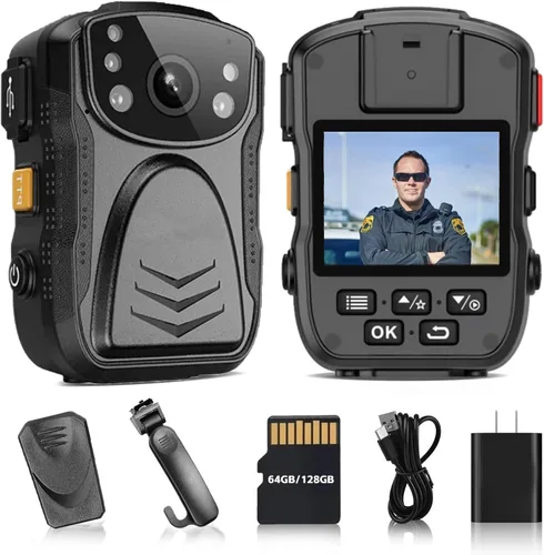 PatrolMaster 1296P Cámara corporal con visión nocturna de 170°, 3500mAh - Grado comercial profesional a prueba de manipulaciones para seguridad,