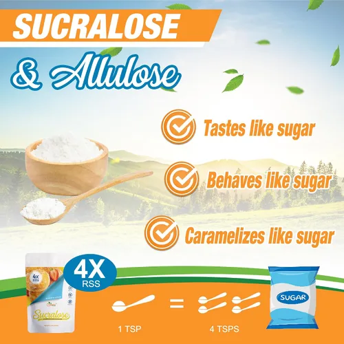Miniatura 3 de Alulosa - Edulcorante multiusos de mezcla de sucralosa - 4 veces dulzura de azúcar; porciones totales 2268; edulcorante sin calorías, sustituto sin