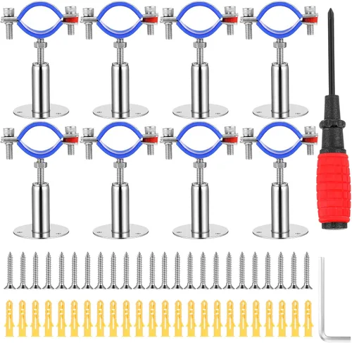 Yaocom 8 soportes de tubo de montaje en pared de acero inoxidable 304, adecuado para diámetro exterior de 1-1/2 pulgadas (1.654-1.772 in), altura
