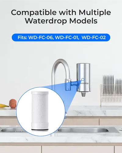 Miniatura 2 de Waterdrop FF-03A - Filtro de agua de repuesto para Waterdrop WD-FC-06/FC-01/FC-02, filtro de agua para grifo de fregadero, filtro de agua de grifo