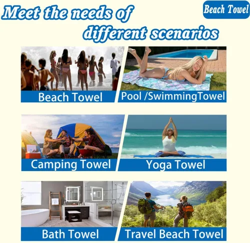 Miniatura 8 de Oversize Beach Towels Sand Free Microfiber Quick Dry Women Beach Towels Soft Absorbent Bath Towels Bathroom Extra Large 30x70 in
