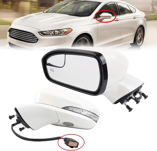 Miniatura 16 de Dasbecan Espejo eléctrico para puerta del lado izquierdo del conductor compatible con Ford Fusion 2013-2015 Power Calentado Señal de giro Luz