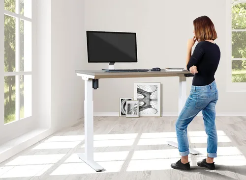 Miniatura 2 de Office Star Prado - Mesa motorizada de altura ajustable de 4 pies con control de memoria programable de 4 posiciones, parte superior de nogal urbano