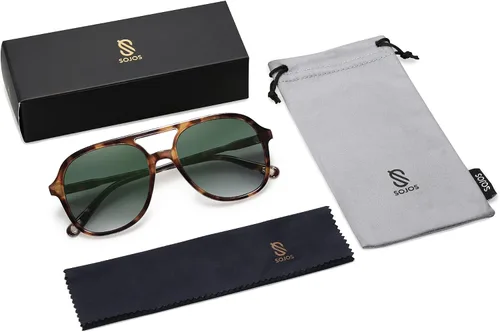 Miniatura 5 de SOJOS Retro Square Polarized Aviator Sunglasses Womens Mens 70s Vintage Double Bridge Sun Glasses SJ2174