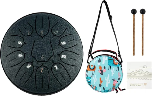 Miniatura 8 de Tambor de Lengua de Acero, Tambor Handpan Ubblove 11 Notas 6 Pulgadas Instrumentos de Percusión con Mazos Bolsa para Meditación Educación Musical 6