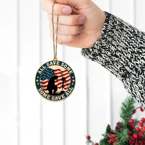Miniatura 3 de Hyturtle Adorno navideño de veterano para árbol de Navidad 2D, regalos para soldado veterano, fuerzas armadas, miembros militares del ejército
