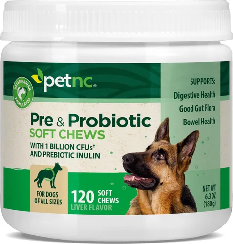 PetNC Natural Care Sabor hígado, queso pre y probiótico masticables suaves para perro, 120 unidades (paquete de 1) (el embalaje puede variar)