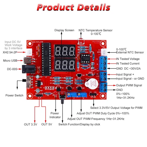 Miniatura 3 de MiOYOOW Kit de Práctica de Soldadura, Kit de Generador de Señal Ajustable PWM DIY, Probador de Voltaje y Corriente, Kit de Proyecto Electrónico, Kit