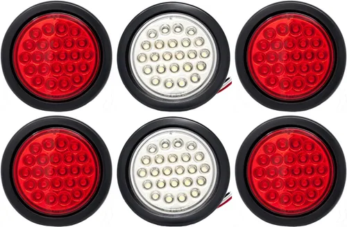 Miniatura 6 de All Star Truck Parts ] Kit de luces redondas de 4 pulgadas para remolque de marcha atrás/de respaldo/cola de 24 LED, color blanco, con enchufe y LED