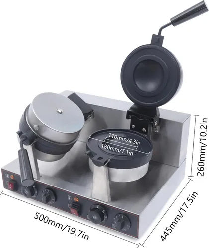 Miniatura 7 de Planchas de gofres eléctricas comerciales para hamburguesas, 2400 W, máquina de acero inoxidable para hamburguesas de prensa panini, máquina