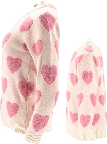 Miniatura 3 de Unique Baby Suéter de punto con cuello redondo para niñas Mommy and Me, Rosado con corazones