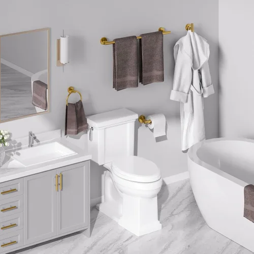 Miniatura 7 de USHOWER Juego de accesorios de baño de oro cepillado, juego de toallero de 24 pulgadas montado en la pared, juego de accesorios de baño de acero Oro