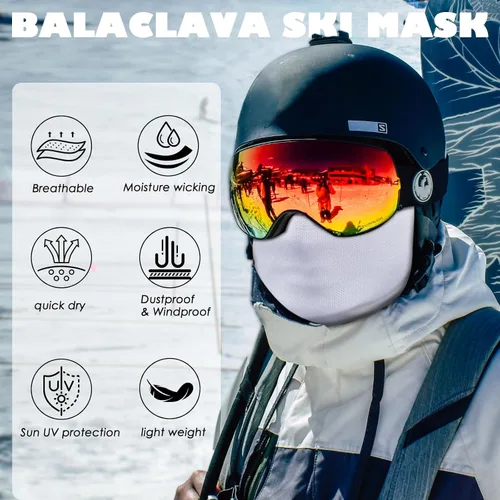 Miniatura 3 de Achiou - Pasamontañas, máscara facial, para hombres o mujeres, máscara de cara completa con capucha, para nieve, motocicleta, correr, clima frío