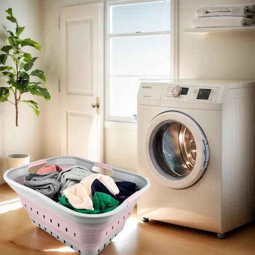 Miniatura 4 de SAMMART Cesta plegable de plástico para la ropa sucia de 42 L (11 galones), contenedor de almacenamiento plegable y organizador, canasta portátil
