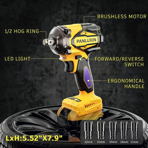 Miniatura 5 de Llave de impacto inalámbrica para batería DeWalt 20V, llave de impacto de potencia de 1/2 pulgada, pistola de impacto eléctrica sin escobillas