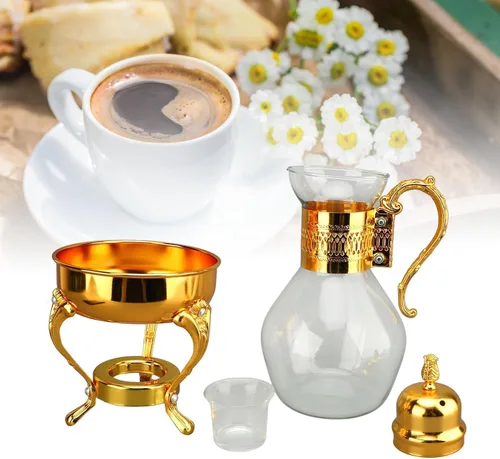 Miniatura 3 de Juego de cafetera de vidrio, jarra de agua calentable con tapa y taza, estilo vintage, hervidor de té frío y caliente para estufa de oficina