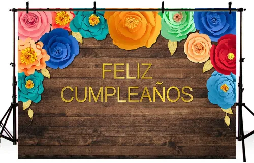 Miniatura 4 de AIBIIN Telón de fondo de Feliz Cumpleaños de 7 x 5 pies, temática de fiesta mexicana, fiesta de cumpleaños, fondo de fotografía de madera rústica