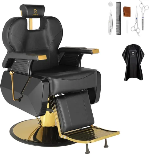 Miniatura 13 de Silla de peluquería hidráulica reclinable silla de peluquería sillas de peluquería silla de pelo 360 grados giratoria sillas de peluquería para Negro