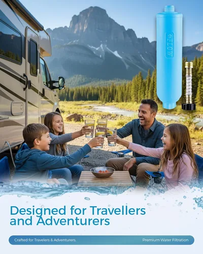Miniatura 7 de EcoBlueLife Filtro de agua para autocaravana – Accesorio en línea con KDF y carbón activado, reduce olores, sabor a cloro, sedimentos para aguas