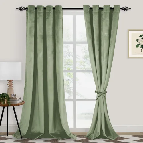 Miniatura 27 de XWZO Cortinas de terciopelo azul de 63 pulgadas de largo, elegantes cortinas de lujo suaves para sala de estar, aislamiento térmico, oscurecimiento