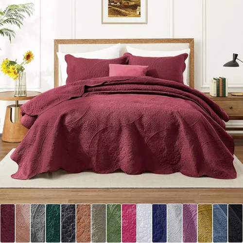 Miniatura 14 de MOONLIGHT20015 Edredón tamaño King (106 x 96 pulgadas) con 2 fundas de almohada (20 x 36 + 2 pulgadas) para todas las estaciones, juego de cama Azul