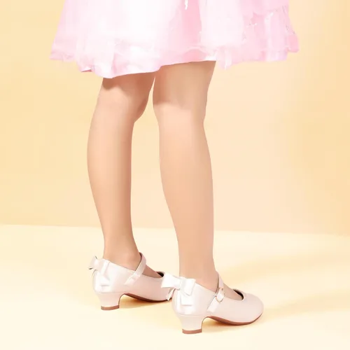 Miniatura 56 de PANDANINJIA Vestido de jada para niñas y niños pequeños, zapatos de princesa Mary Jane con tacones con lazo para fiesta, boda, boda