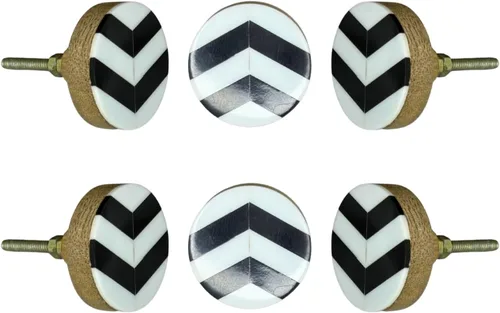 Miniatura 6 de Perilla Home Juego de 6 pomos de puerta de madera - Pomos decorativos ovalados con incrustación para puerta con mango, elegante adición