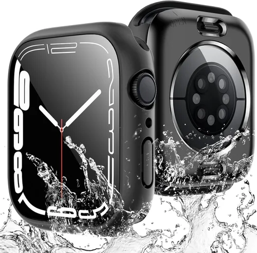 Miniatura 22 de TAURI - Juego de 2 carcasas rígidas para Apple Watch SE Series 6, 5, 4, 1.732 in (44mm), protector de pantalla integrado de cristal templado 9H, Azul