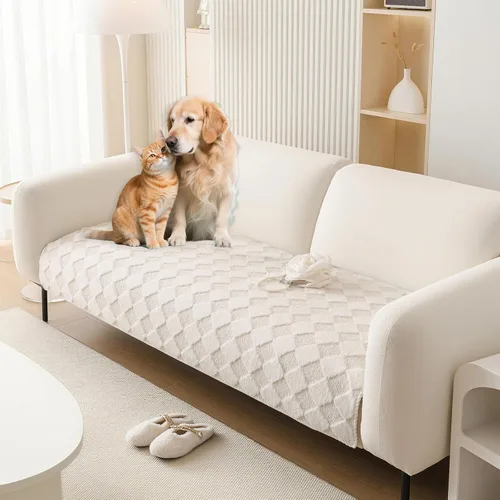 Miniatura 26 de HANDONTIME Funda de sofá de algodón suave apta para mascotas, elegante funda de sofá para mascotas con bordado, protector de sofá para perros