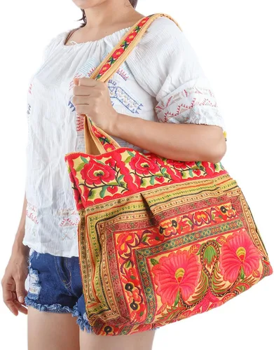 Miniatura 2 de changnoi Bolsa de mano hecha a mano bolsa de playa bordada Hmong Tribes tamaño grande