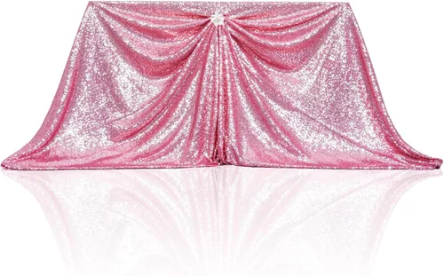 Miniatura 145 de PartyDelight Mantel de lentejuelas redondo de 50 pulgadas, color dorado claro, adorno de mesa para decoración de bodas, fiestas, cumpleaños