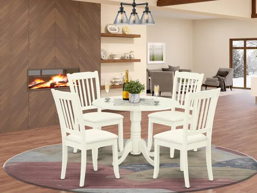 Miniatura 2 de East West Furniture DLDA3-BLK-C - Juego de comedor de 3 piezas que contiene una mesa de comedor redonda con gotas y 2 sillas de cocina tapizadas