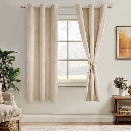 Miniatura 106 de JIUZHEN - Cortinas de terciopelo gris de 63 pulgadas opacas para sala de estar - Cortinas gruesas de terciopelo con ojales para ventana