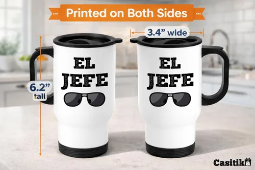 Miniatura 3 de Casitika Taza de café de viaje de 14 onzas para el jefe El Jefe. Dicho divertido en español para los jefes. Regalo para tu Jefe