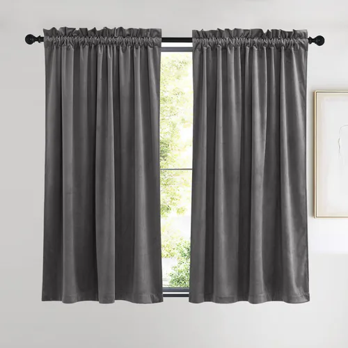 Miniatura 127 de NICETOWN Cortinas opacas de terciopelo extralargas negras de 120 pulgadas de largo para telón de fondo, cortinas de terciopelo con aislamiento Serie