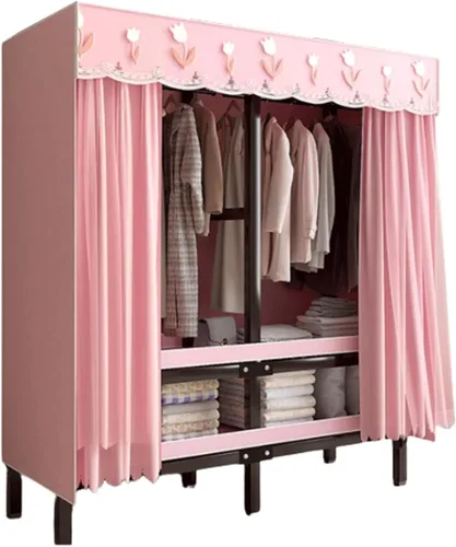 Miniatura 15 de Armarios grandes plegables de 0.984 in/1 pulgada de tubo de acero para ropa, estantes de almacenamiento para dormitorio, armario grande portátil