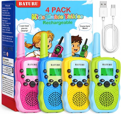 Baturu Walkie Talkies para niños, paquete de 3, regalos para niños y niñas, juguetes de 5-10 años de edad Azul Amarillo Verde Rosa