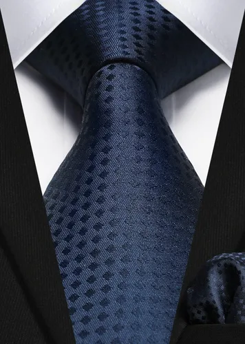 Miniatura 101 de HISDERN Conjunto de corbata a cuadros a cuadros pañuelo tejido clásico formal para hombre corbata y bolsillo cuadrado