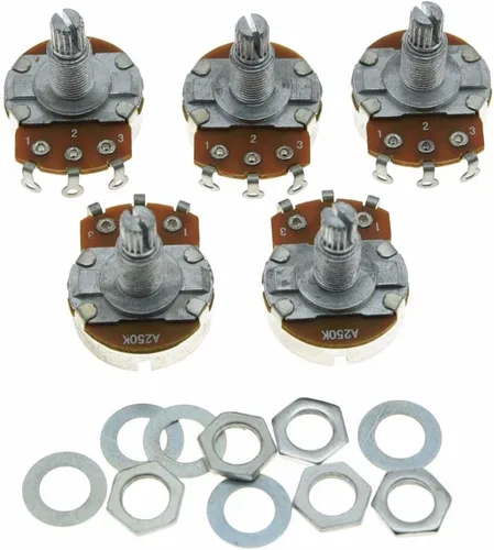 Miniatura 8 de Dopro 5pcs Audio Guitar Pots Tone 250K Guitarra Eléctrica Macetas Grandes 0.945 in Base con Corto Split Eje Guitarra Potenciómetro A250K