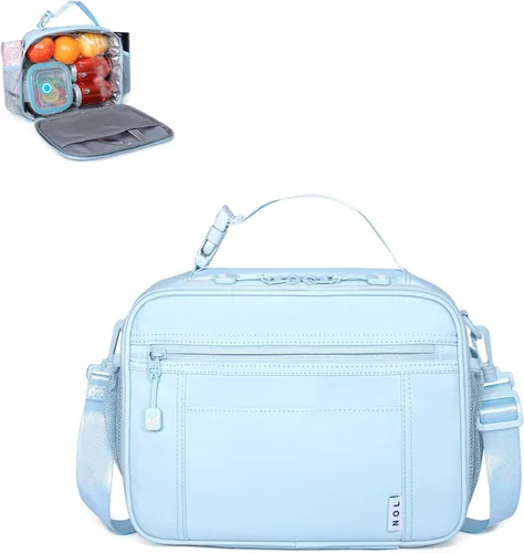 Miniatura 17 de NOL Bolsa de Almuerzo para Niños - Lonchera para niños de 3 años en adelante, reutilizable, aislada, con cierre de cremallera, asa de hebilla, Azul