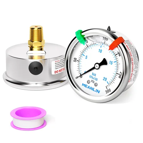 Miniatura 19 de MEANLIN MEASURE - Manómetro de vacío de presión -30inHG~0Psi, esfera con cara de 2.5 pulgadas, NPT de 1/4 de pulgada, manómetro de acero inoxidable