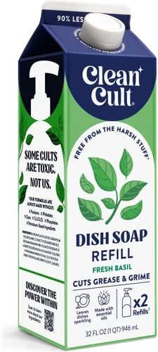 Miniatura 21 de Cleancult Repuesto líquido de jabón para platos (32 onzas, 1 unidad) – Poder de limpieza a base de plantas – Jabón para platos que corta la grasa