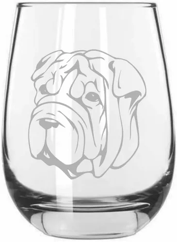 Miniatura 361 de Sakhalin Husky Dog - Copa de vino grabada personalizada de 15.25 onzas sin tallo