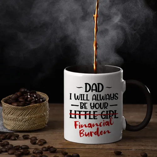 Miniatura 3 de Veracco Taza de café de cerámica con texto en inglés "Dad I will Always Be Your Little Girl" Financial Burden Financial Burden, taza para el mejor